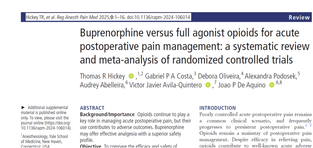 Buprenorphine or full agonist opioids for acute postoperative pain management