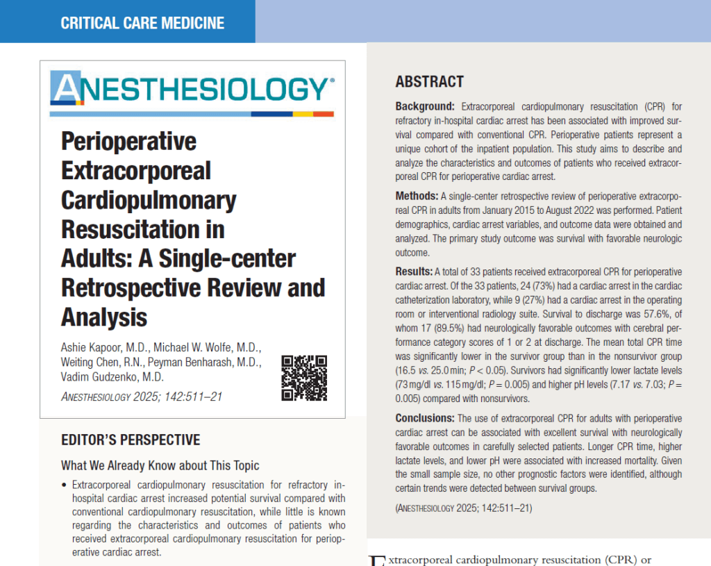 Perioperative Extracorporeal Cardiopulmonary Resuscitation (ECPR)