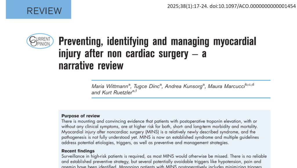 Myocardial Injury After Noncardiac Surgery (MINS)