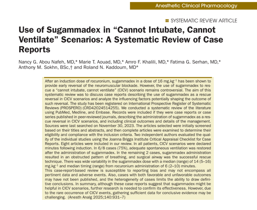 Sugammadex in "Cannot Intubate, Cannot Ventilate" (CICV) Scenarios