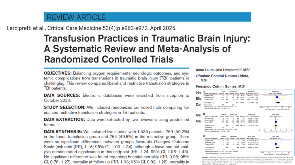 Transfusion Practices in Traumatic Brain Injury (TBI)