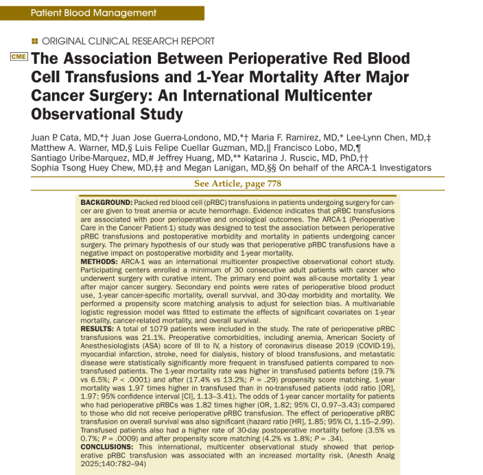 Perioperative Blood Transfusions in Cancer Surgery