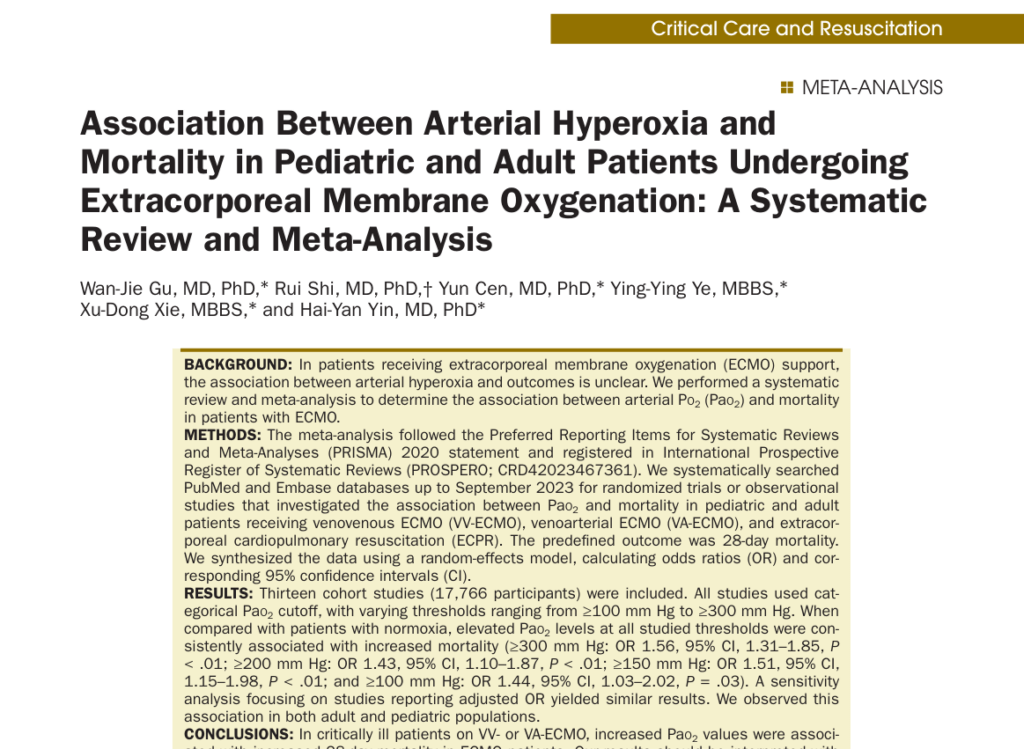Arterial Hyperoxia in ECMO