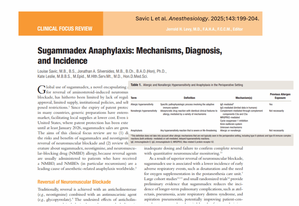 Sugammadex and Anaphylaxis