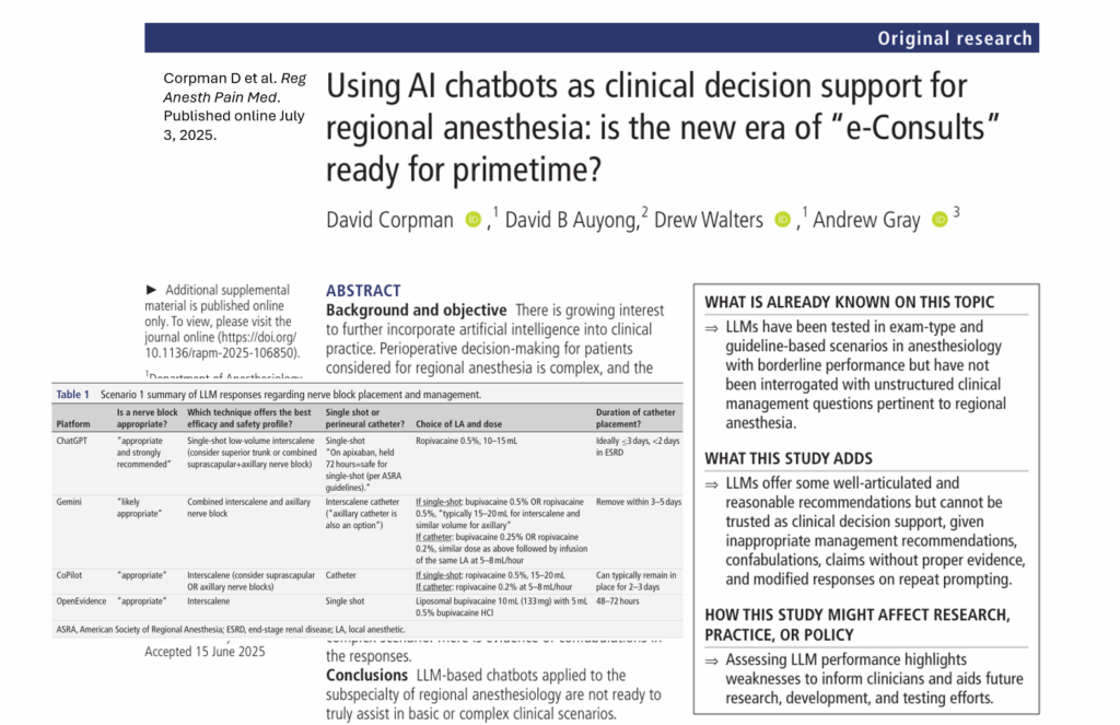 AI Chatbots in Regional Anesthesia: Hype or Help?