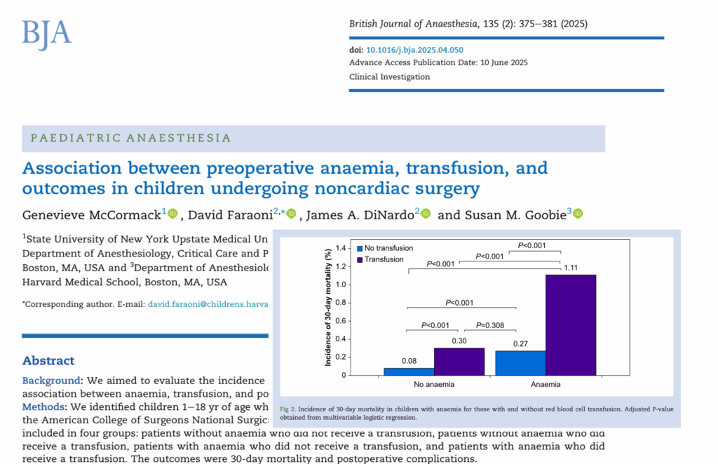 Preoperative Anemia & Blood Transfusion in Children