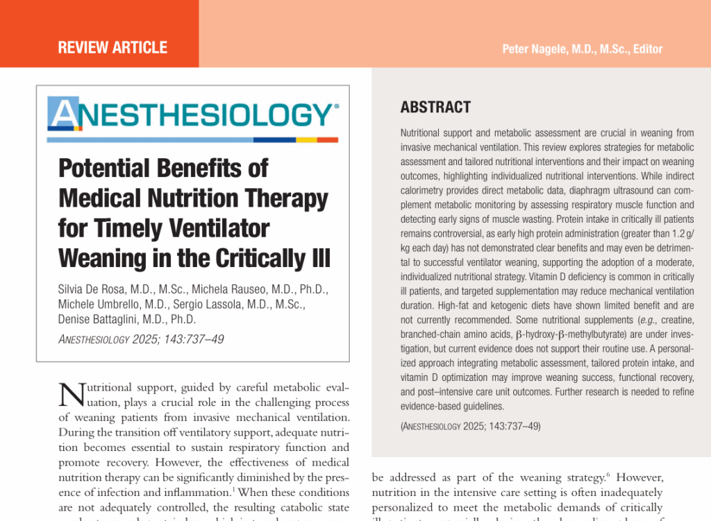 Medical Nutrition Therapy for Ventilator Weaning in the Critically Ill