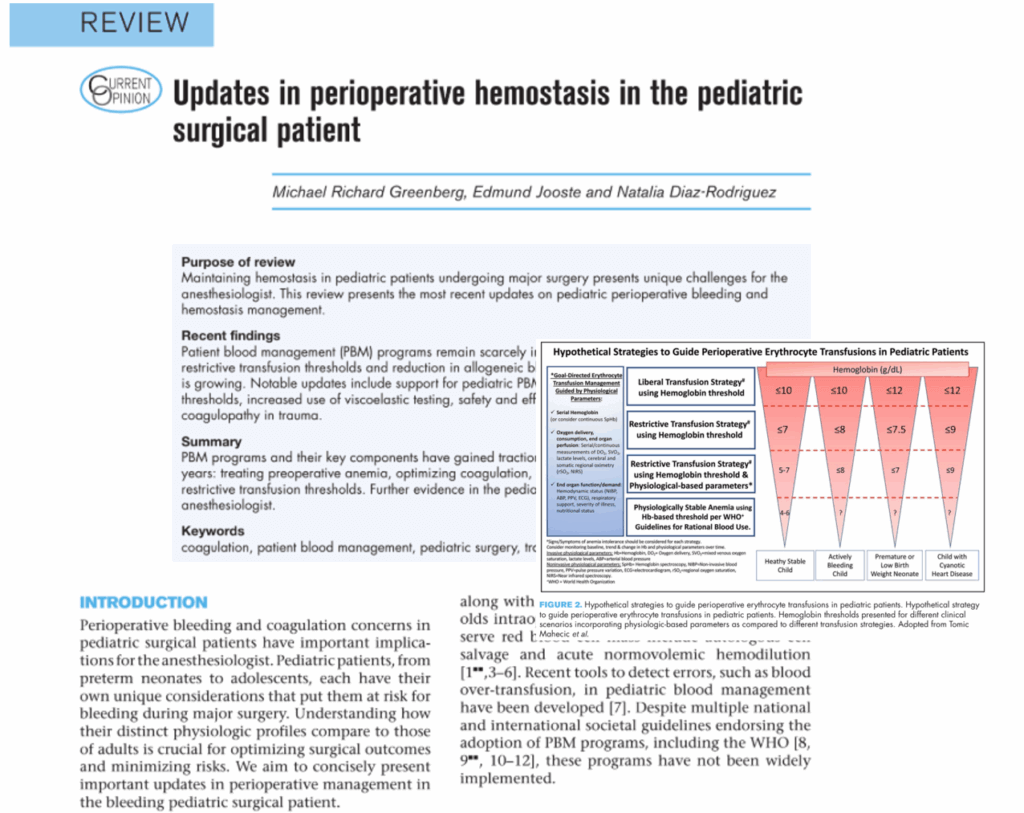 Perioperative Hemostasis in the Pediatric Surgical Patient