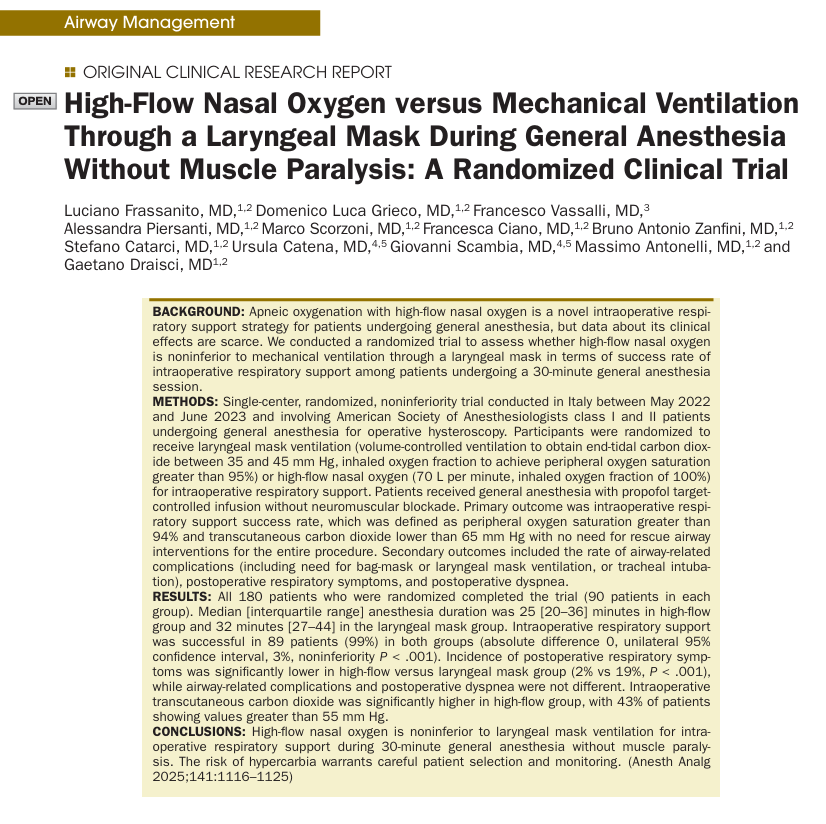 HFNO or LMV During GA Without Muscle Paralysis