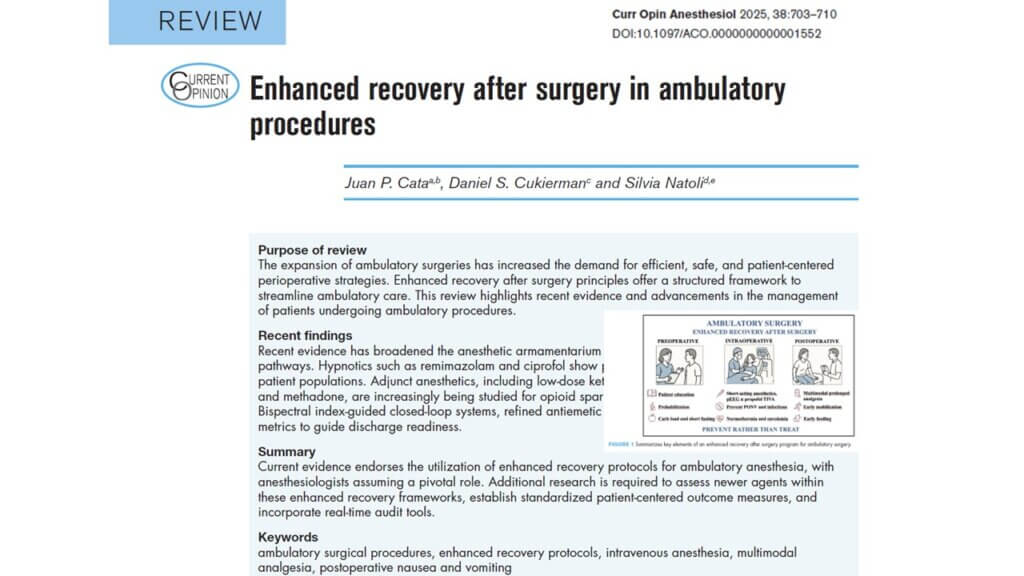 Enhanced recovery after ambulatory surgery