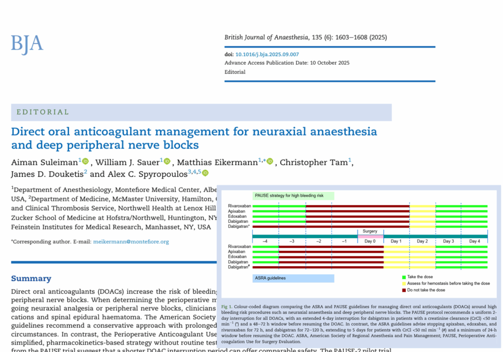 DOACs and Regional Anesthesia