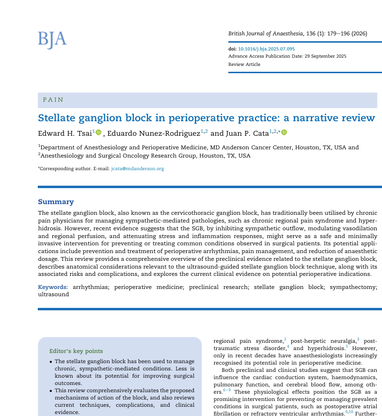Stellate Ganglion Block in Perioperative Practice