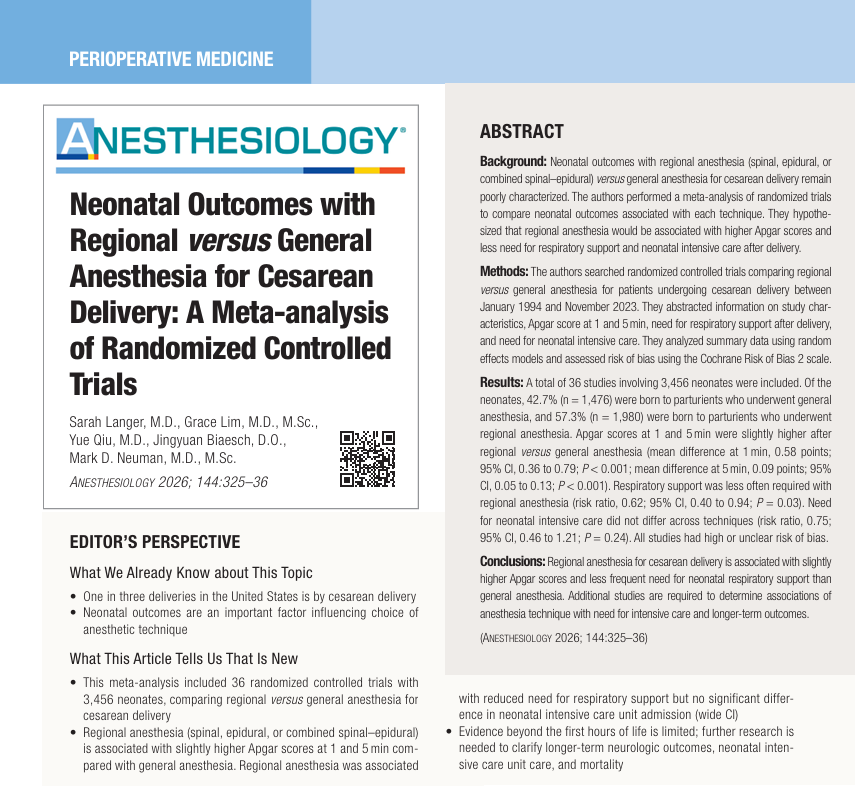 Regional vs General Anesthesia in Cesarean Delivery