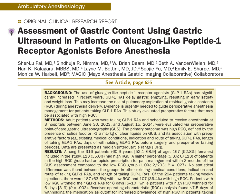 GLP-1 receptor agonists and aspiration risk