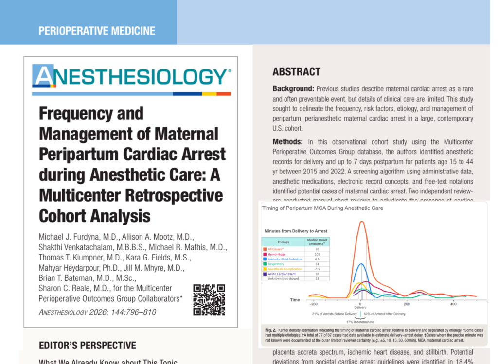 Maternal Peripartum Cardiac Arrest during Anesthetic Care