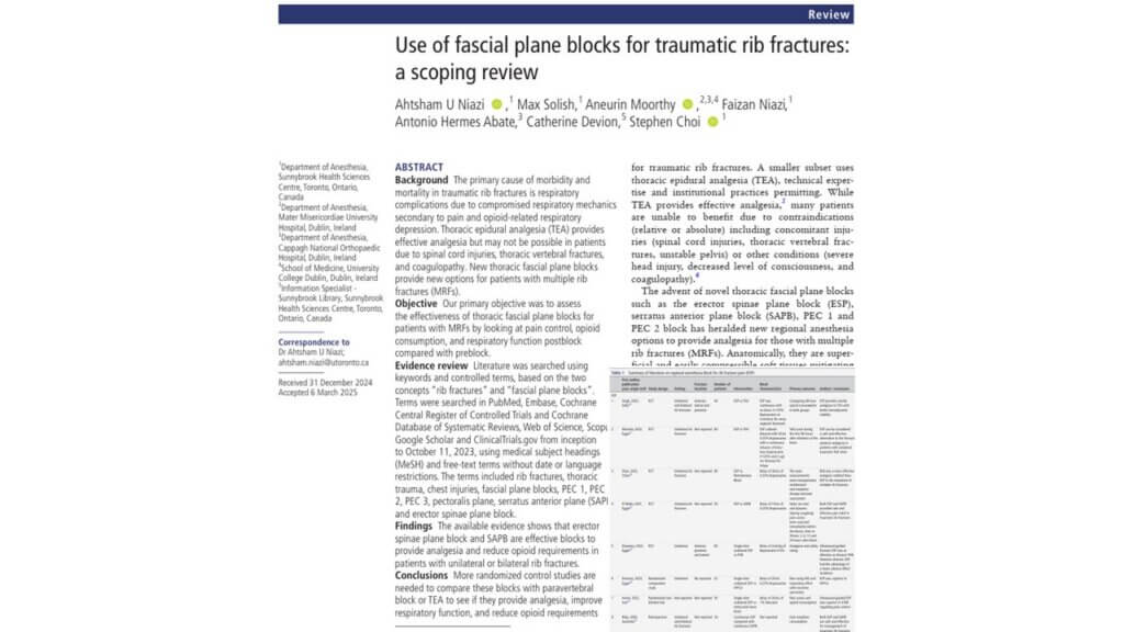 Use of fascial plane blocks for traumatic rib fractures