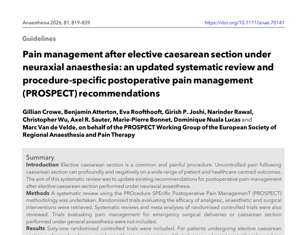 Pain management after elective c-section under neuraxial anesthesia