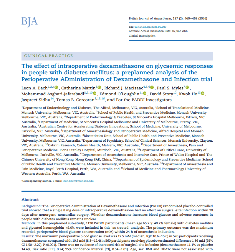 Intraoperative Dexamethasone and Glycemic Responses in Diabetes Patients